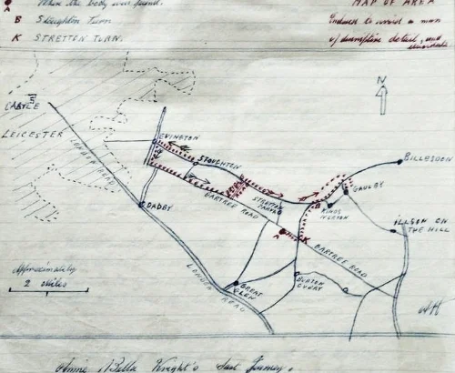 A map of the area drawn by police investigating the green bicycle case