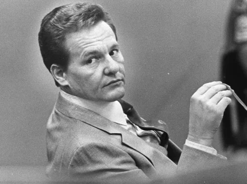 Charles Harrelson sits in court during his trial