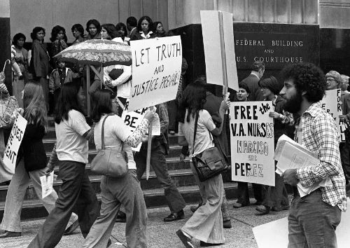 Supporters in front of Detroit Federal Building, September 1977